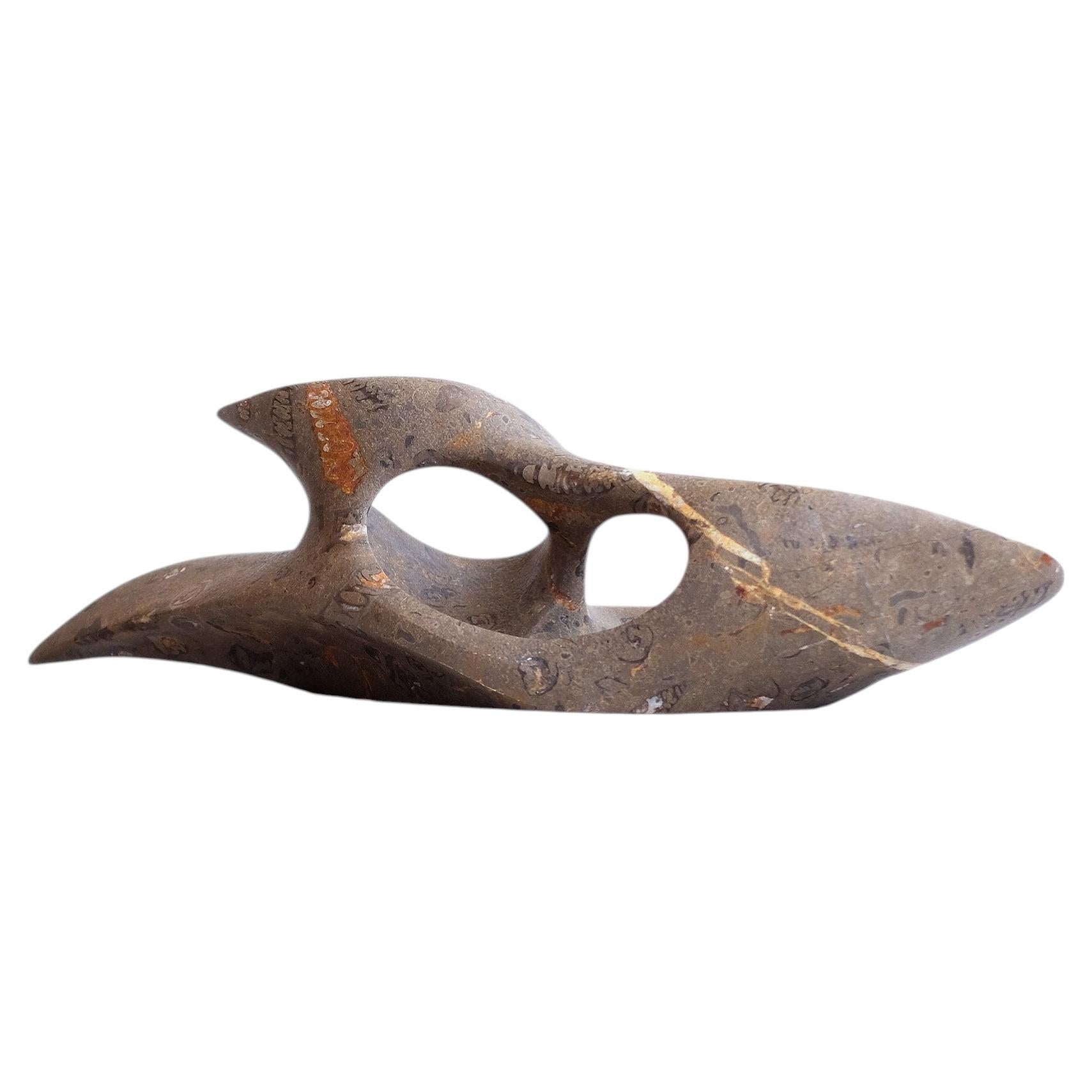 Sculpture Centerpiece in Jurassic Fossil Stone by NERINEA