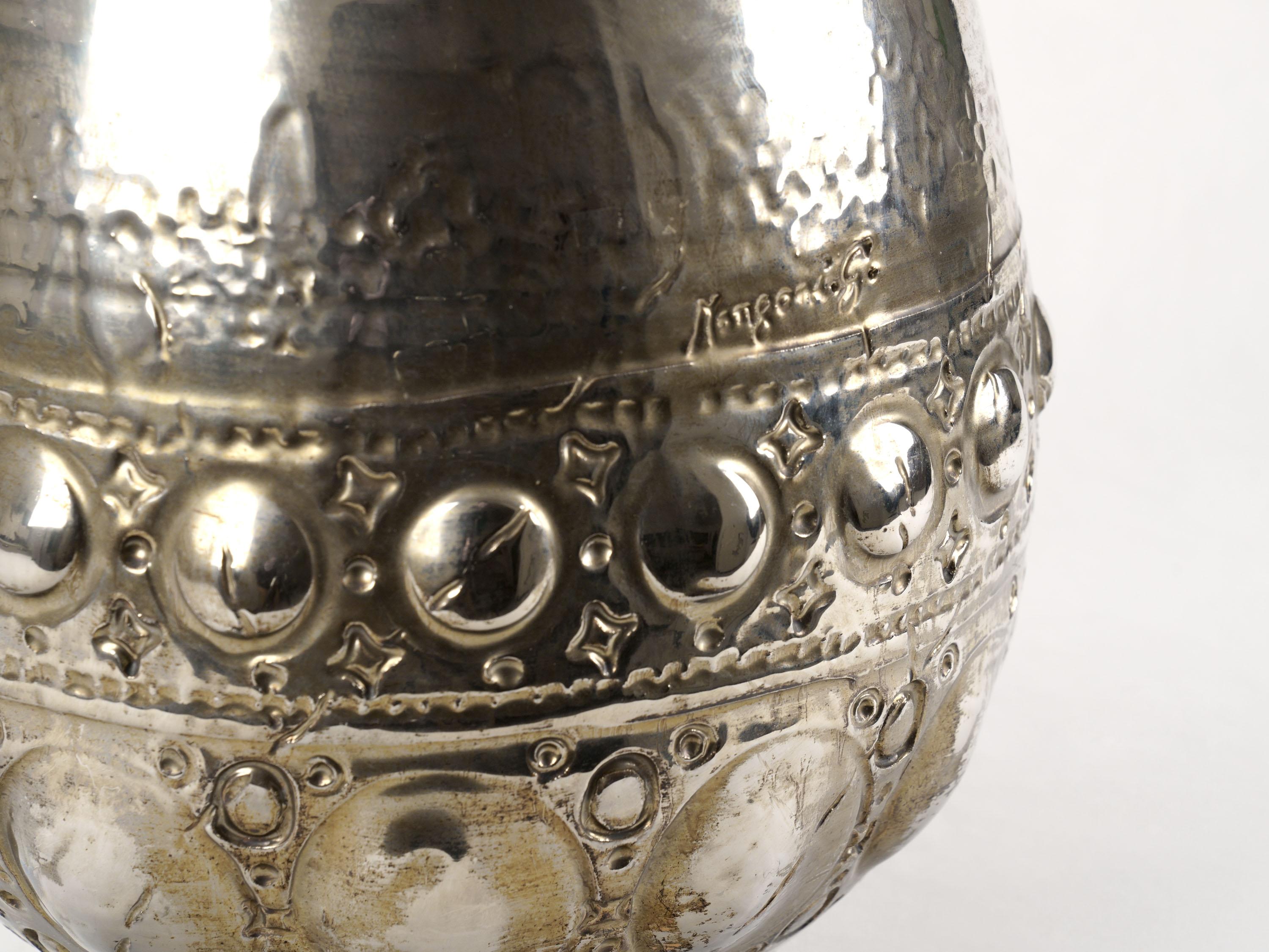 Modern Sculpture Ceramic Vase Vessel Decorated Precious Platinum Luster Made in Italy For Sale