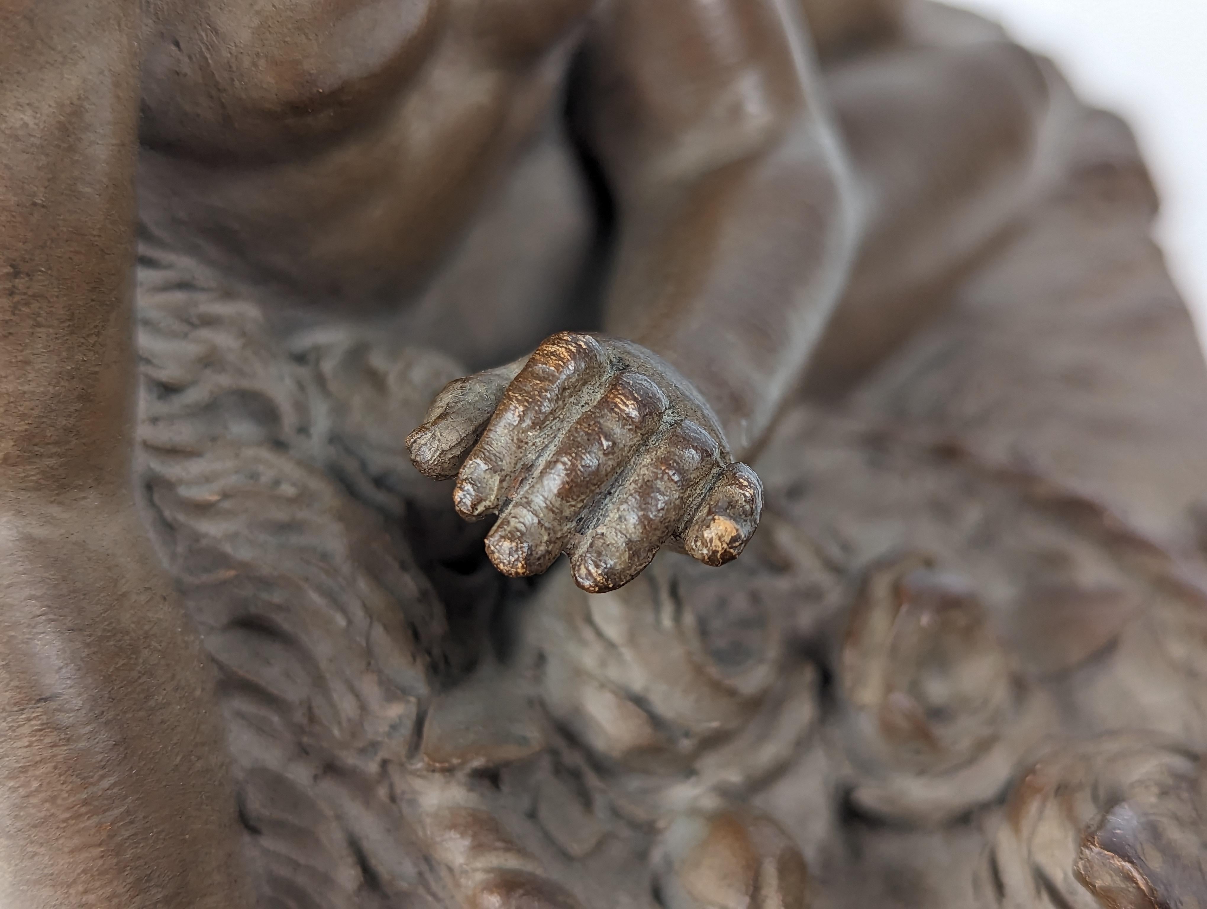 Sculpture Child Child Hercules on Lion Skin par Renè Rod en terre cuite en vente 7