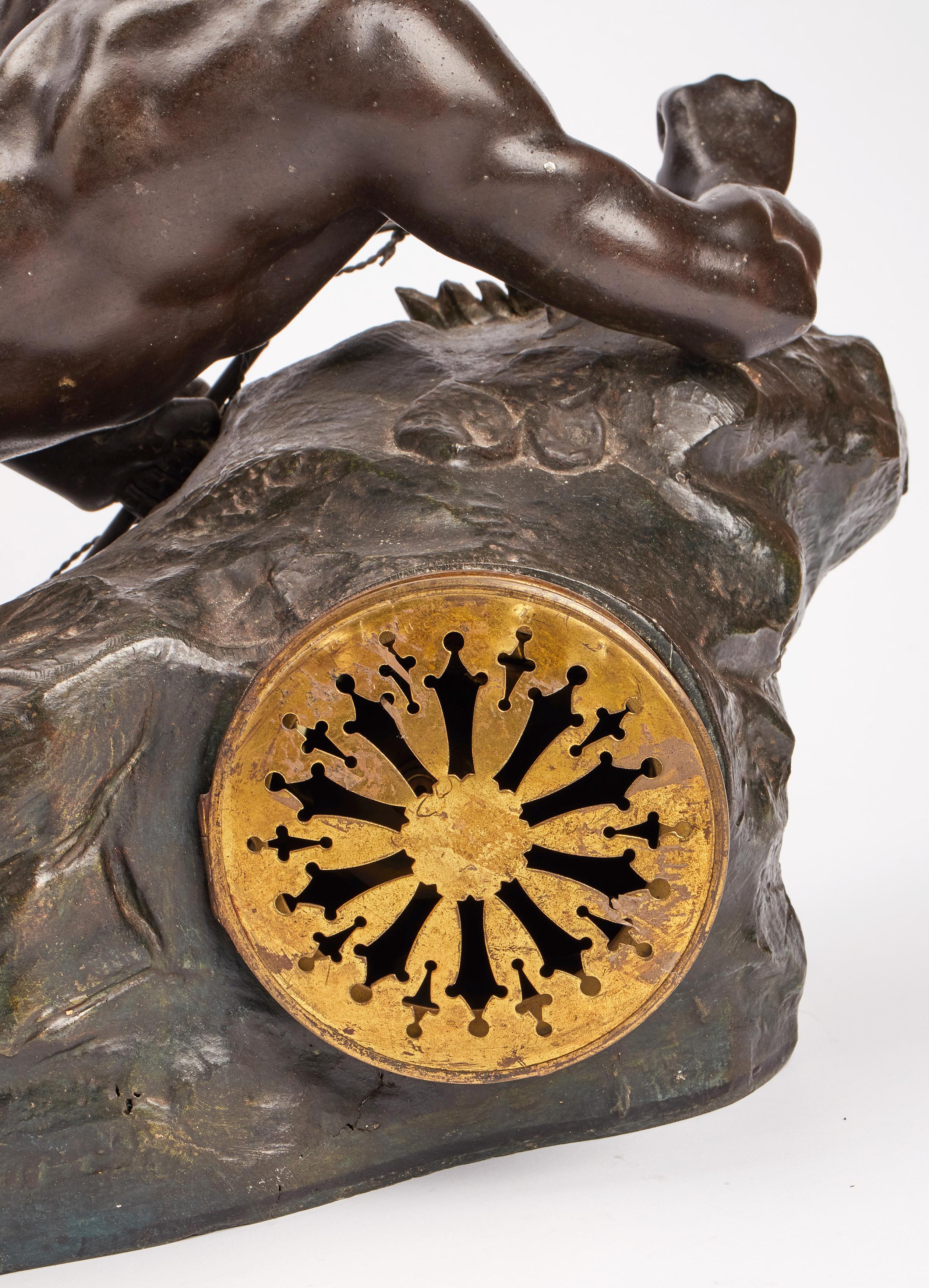 Late 19th Century Sculpture Clock Depicting a Native American, France, 1890
