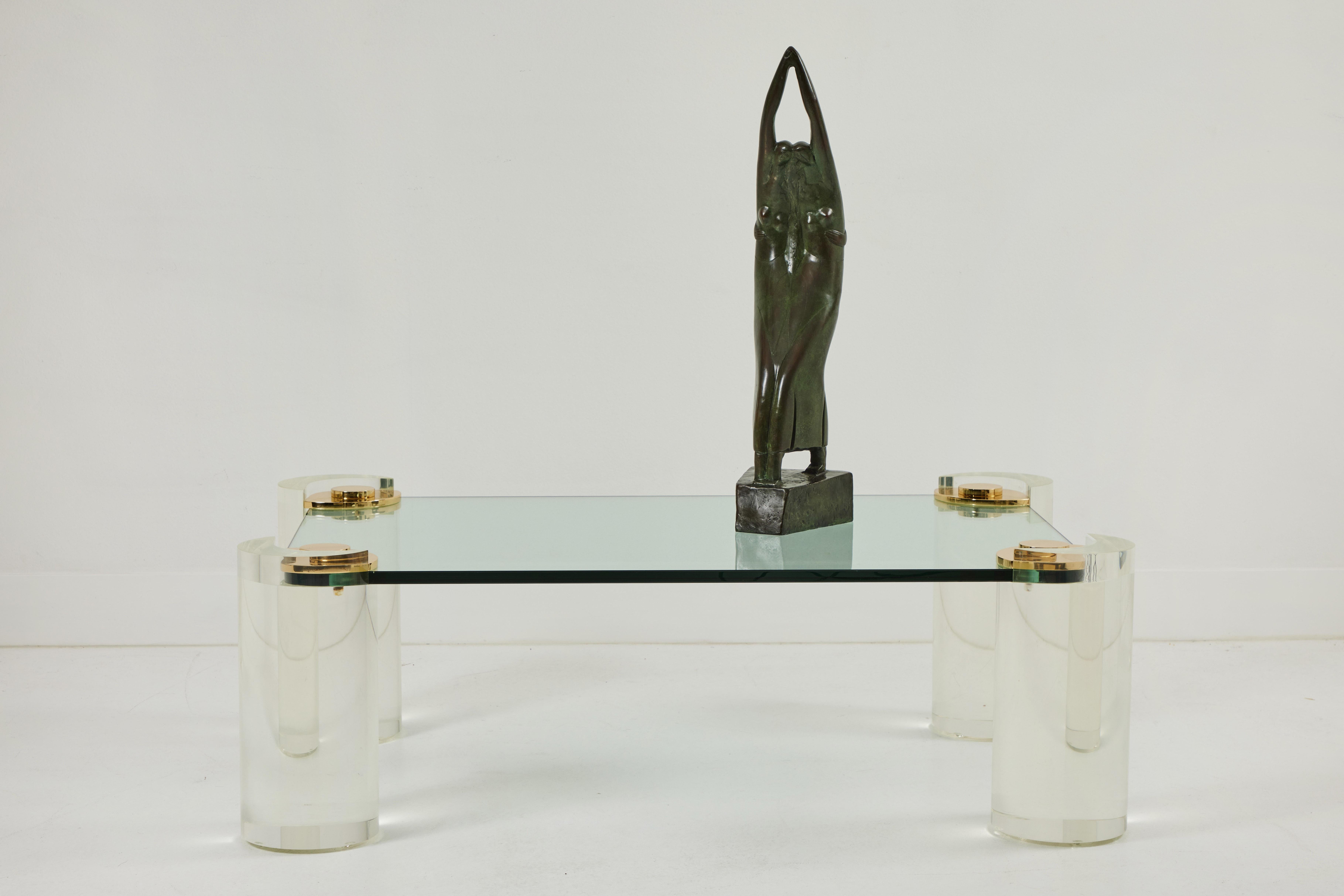 Sculpture Cocktail Table in Lucite and Brass by Karl Springer In Good Condition In Palm Desert, CA