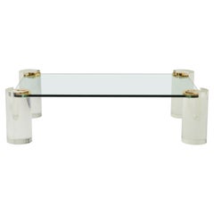Sculpture Cocktail Table in Lucite and Brass by Karl Springer
