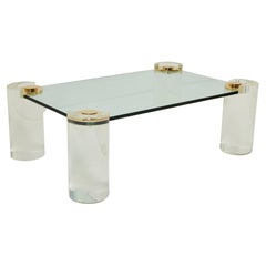 Sculpture Cocktail Table in Lucite and Brass by Karl Springer