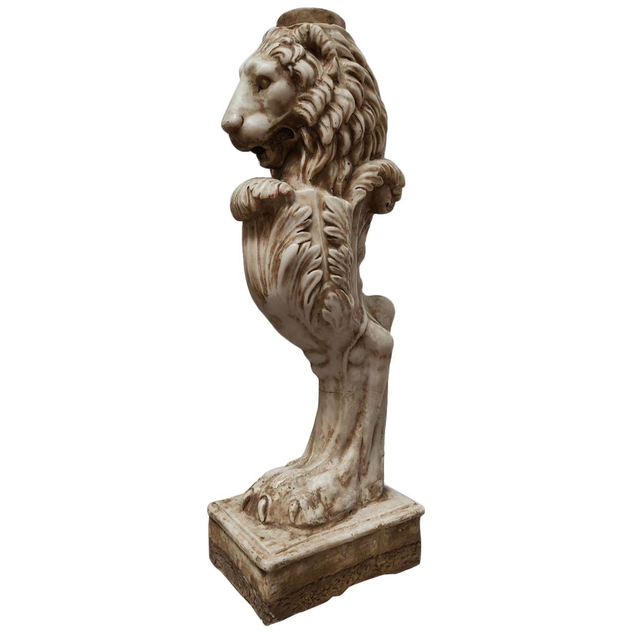 Sculpture "Column - Lion's Head on the Paw" Aglomarble For Sale