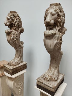 Sculpture "Column, Lion's Head on the Paw" Aglomarble, Set of 4
