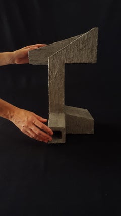 Sculpture Contemporary Geometric Constructivist Wood Concrete Grey - The Camel