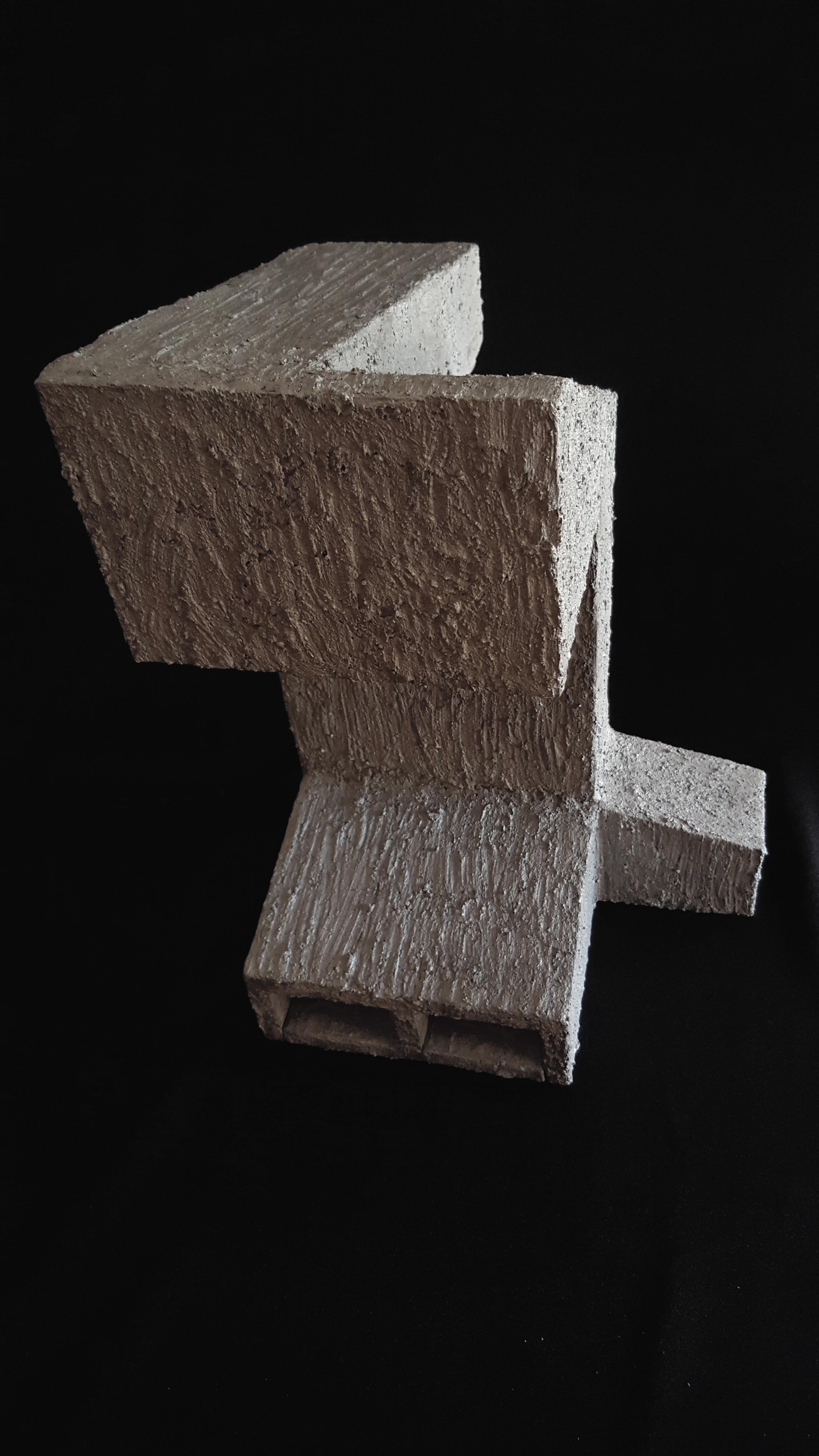Marble Sculpture Contemporary Geometric Constructivist Wood Concrete Grey - The Camel For Sale