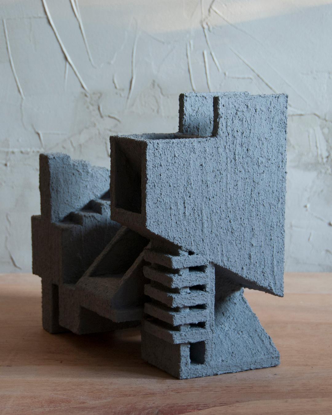 Spanish Sculpture Contemporary Geometric Constructivist Wood Concrete Grey - The Dog For Sale