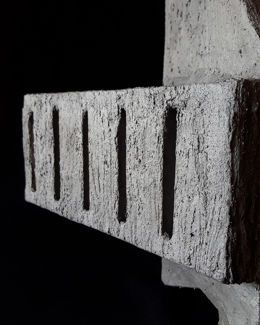 Futurist Sculpture Contemporary Geometric Constructivist Wood Concrete Grey - The Dragon For Sale