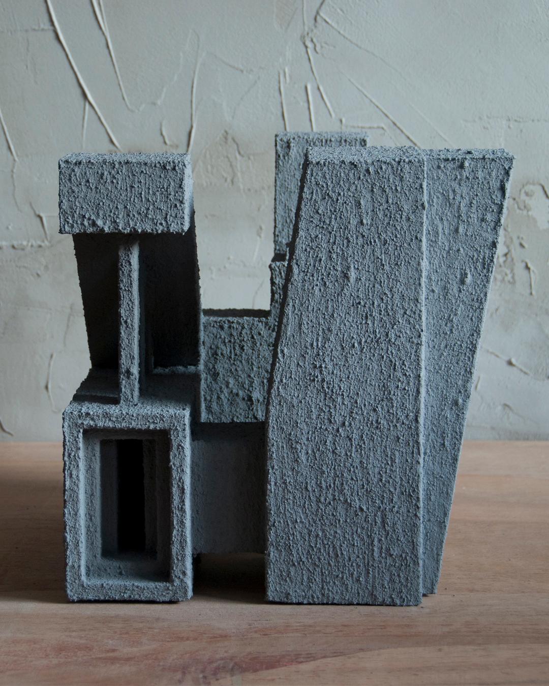 Sculpture Contemporary Geometric Constructivist Wood Concrete Grey- The Elephant In New Condition For Sale In Seville, ES