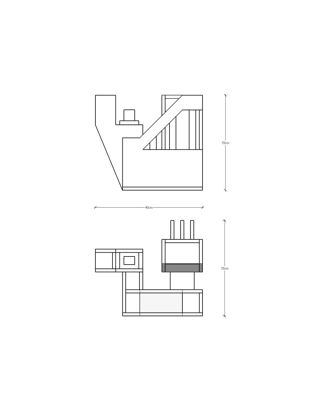 Sculpture Contemporary Geometric Constructivist Wood Concrete Grey- The Elephant For Sale 1