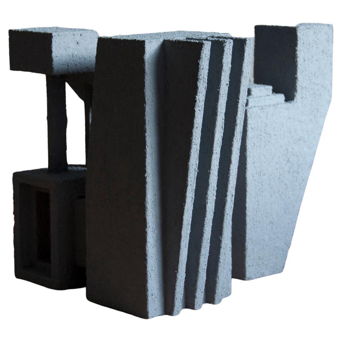 Sculpture Contemporary Geometric Constructivist Wood Concrete Grey- The Elephant For Sale