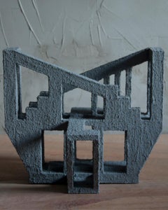 Sculpture Contemporary Geometric Constructivist Wood Concrete Grey- The Harem