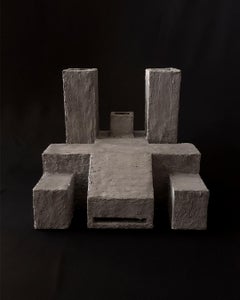 Sculpture Contemporary Geometric Constructivist Wood Concrete Grey - The Lion