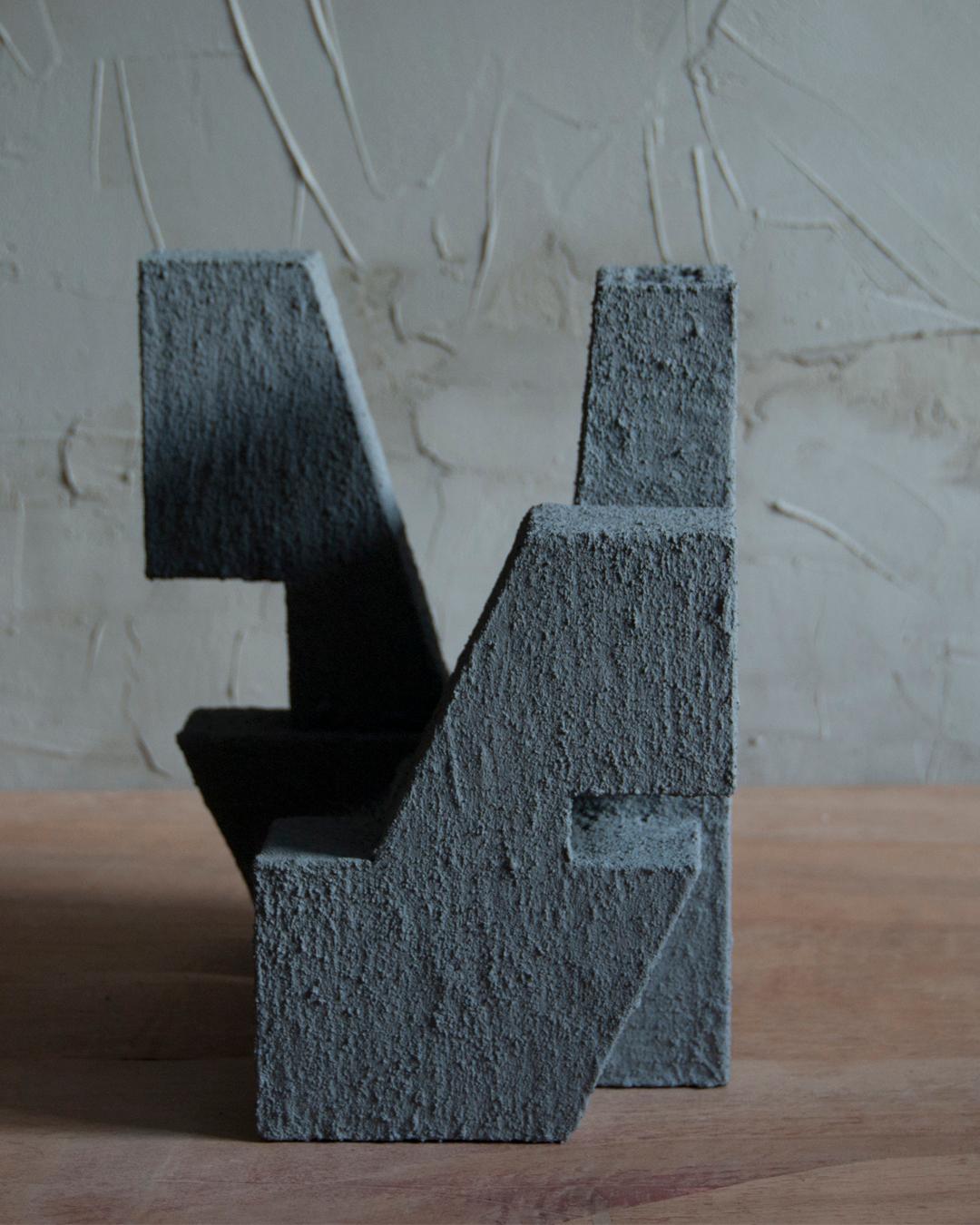 Spanish Sculpture Contemporary Geometric Constructivist Wood Concrete Grey- The Ship For Sale