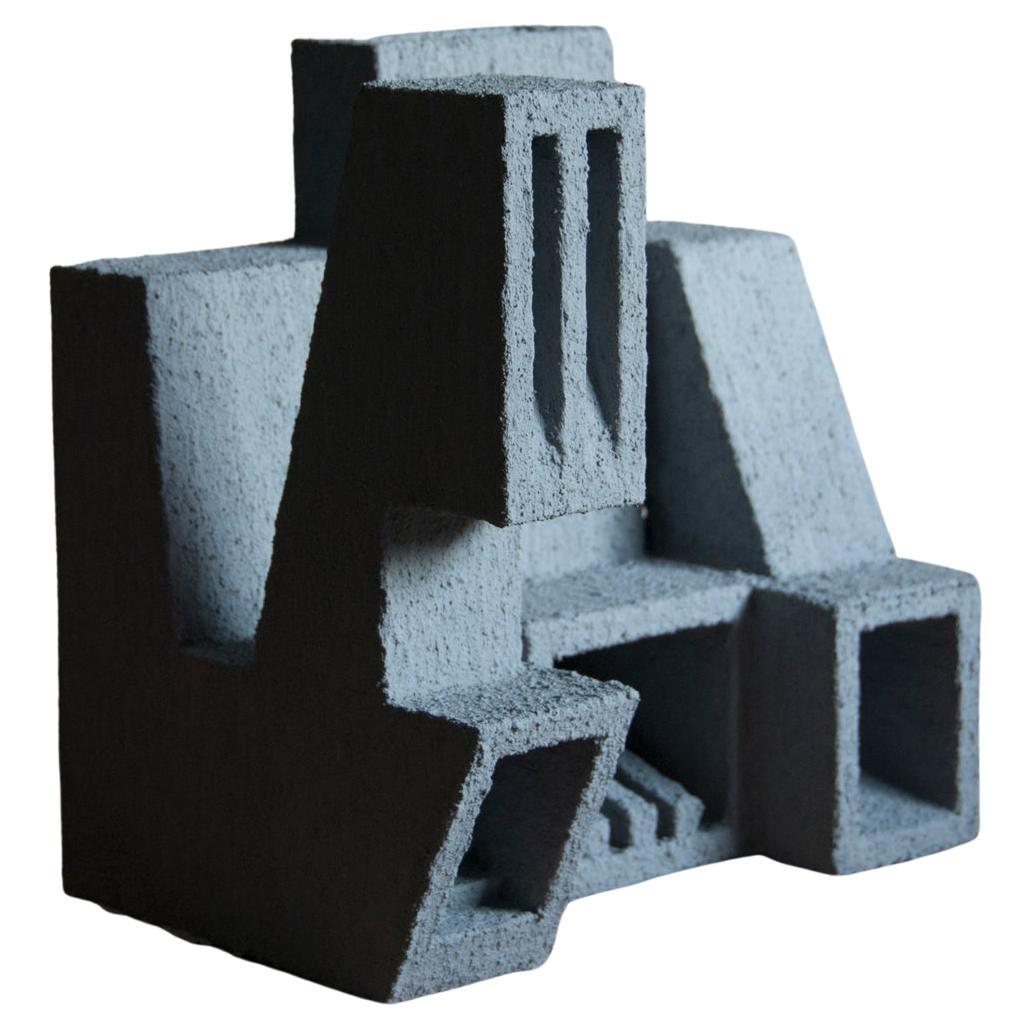 Skulptur Contemporary Geometric Constructivist Wood Concrete Grey- The Ship