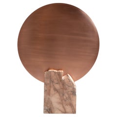 Copper and marble contemporary sculpture, "Lento Atardecer VI" by Karian Amaya