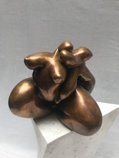 Sculpture Couple of Woman in Gilded Bronze, Dominique Pollés