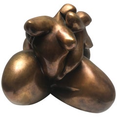 Sculpture Couple of Woman in Gilded Bronze, Dominique Pollés