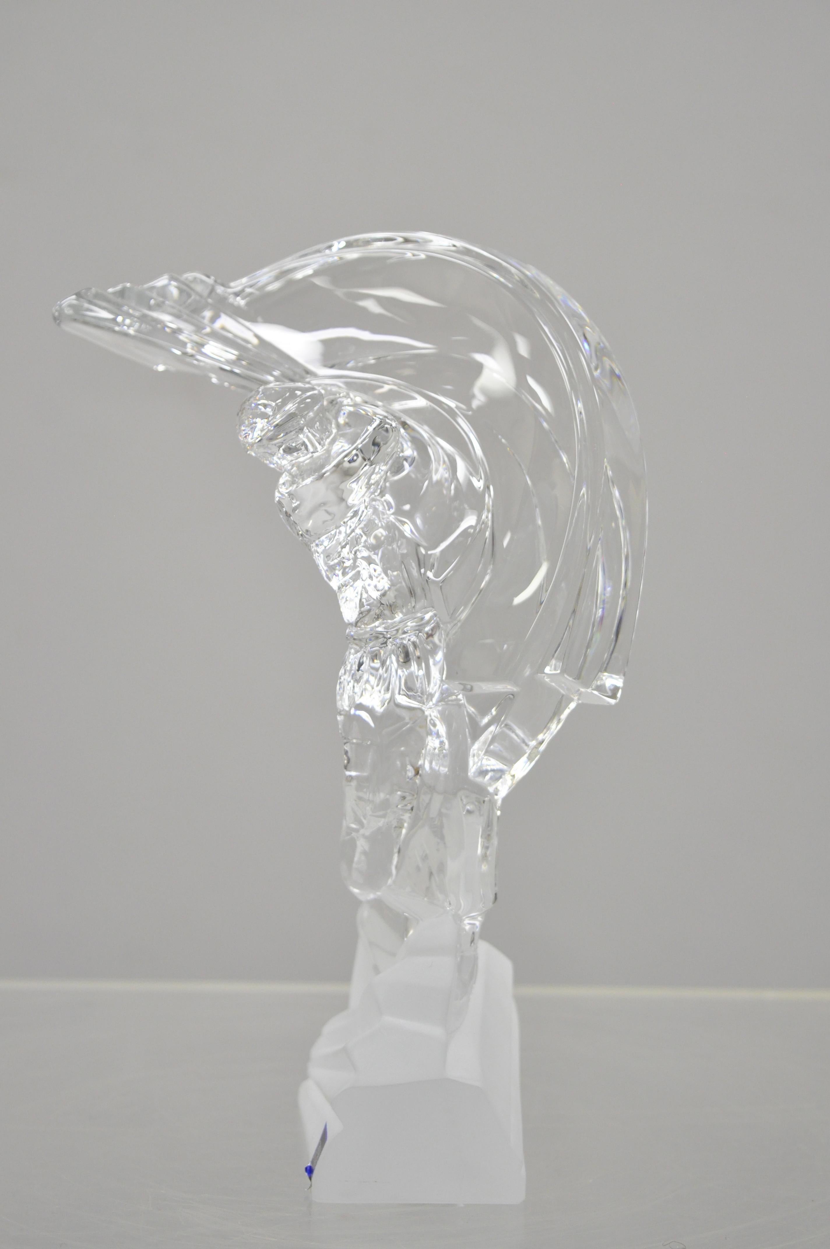 Sculpture Cristal De Sevres Crystal Glass Golfer Golf Statue For Sale 3