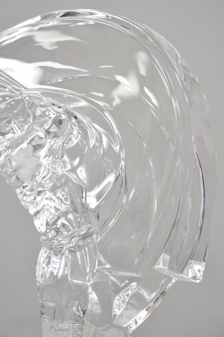Sculpture Cristal De Sevres Crystal Glass Golfer Golf Statue For 