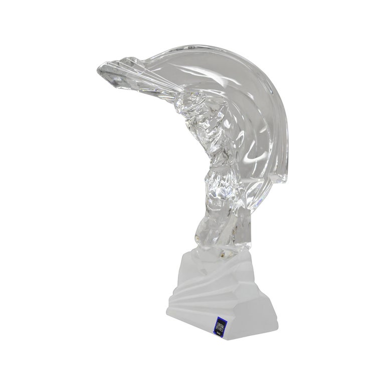 Sculpture Cristal De Sevres Crystal Glass Golfer Golf Statue For 