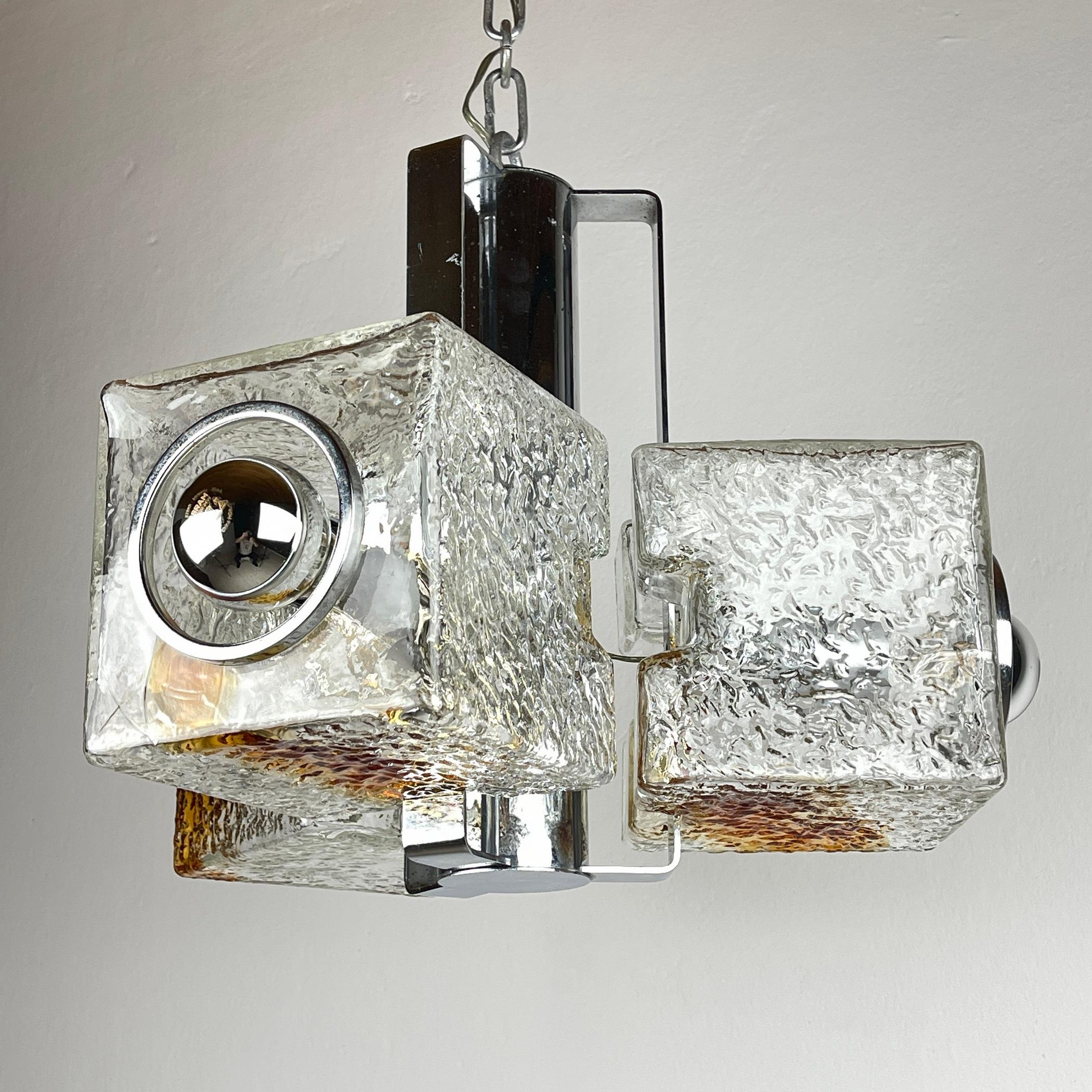 Sculpture Cube Design Murano Chandelier by Toni Zuccheri for VeArt Italy 1970s For Sale 3