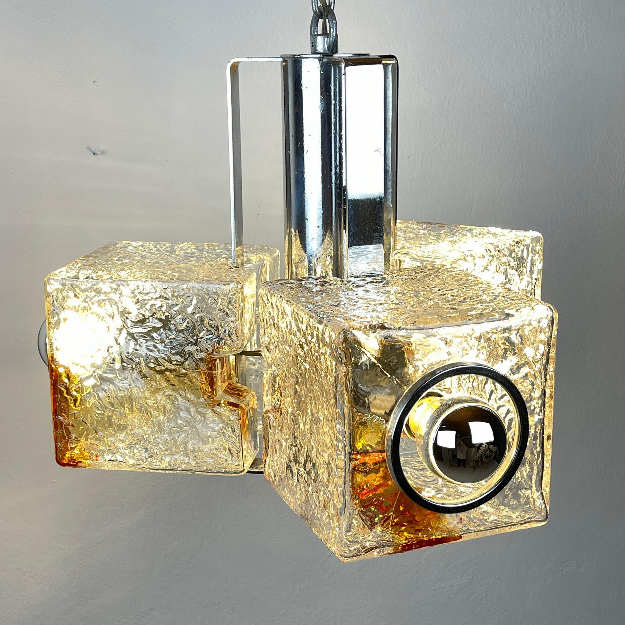 Sculpture Cube Design Murano Chandelier by Toni Zuccheri for VeArt Italy 1970s For Sale 5