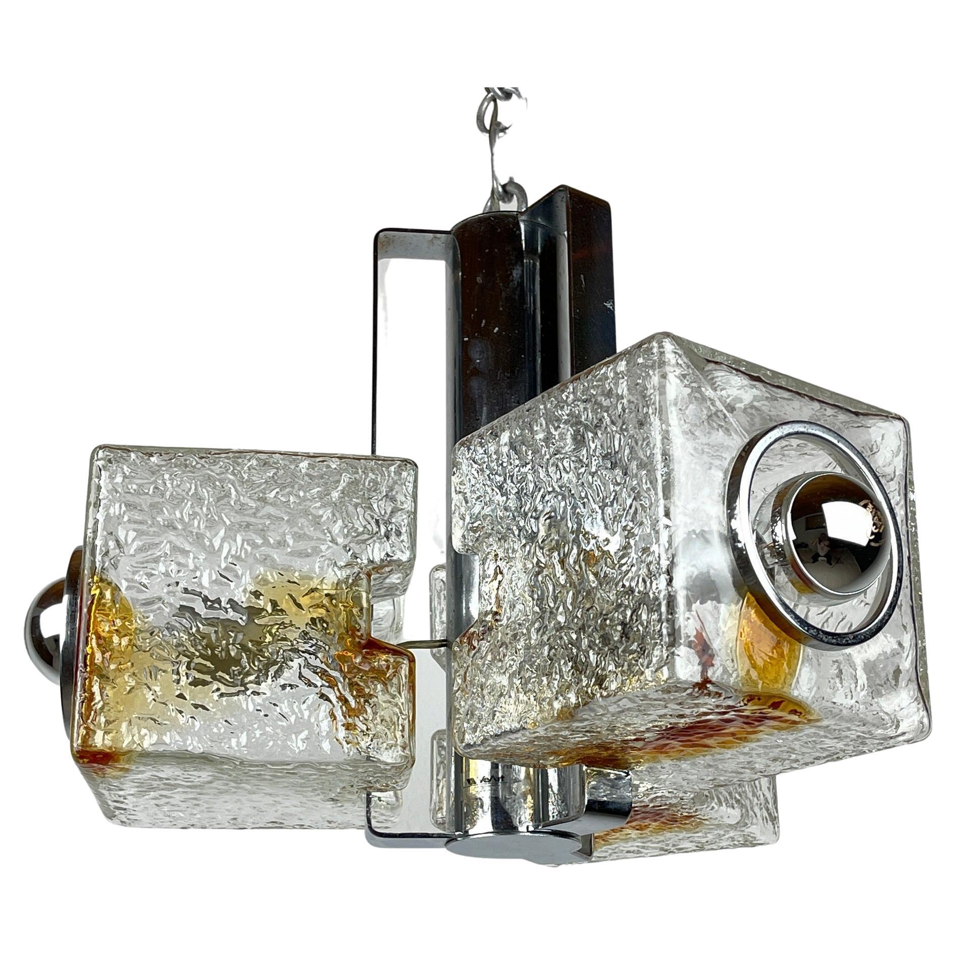 Sculpture Cube Design Murano Chandelier by Toni Zuccheri for VeArt Italy 1970s For Sale