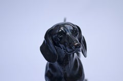 Bronze Dachshund Sculpture by Oskar Pflug, Patinated, Circa 1910