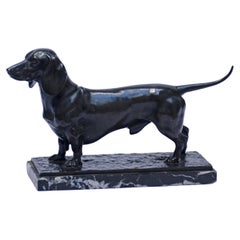 Antique Sculpture “Dachshund" by Oskar Pflug