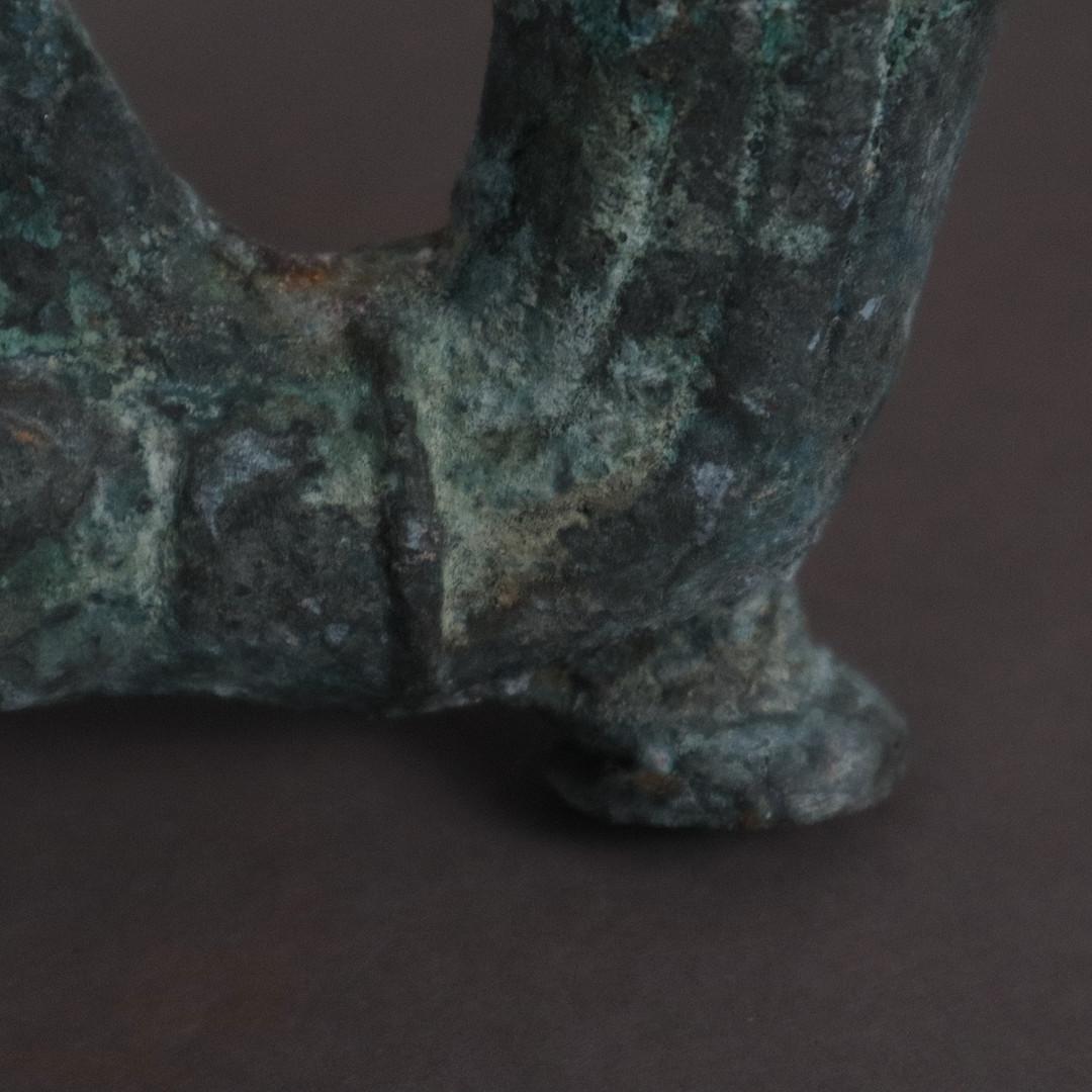 Carved Sculpture Decorative Ancient Rython, Rare Copper Prehistoric Wine Drinking Glass For Sale