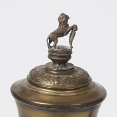 Sculpture Decorative BEVERAGE HORN, Rare Bone & Silver 1894 Wine Drinking Glass