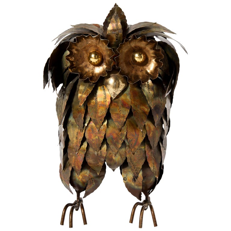 Sculpture Decorative Owl Brass Mid Century Brass Vintage Circa 1950 For Sale At 1stdibs