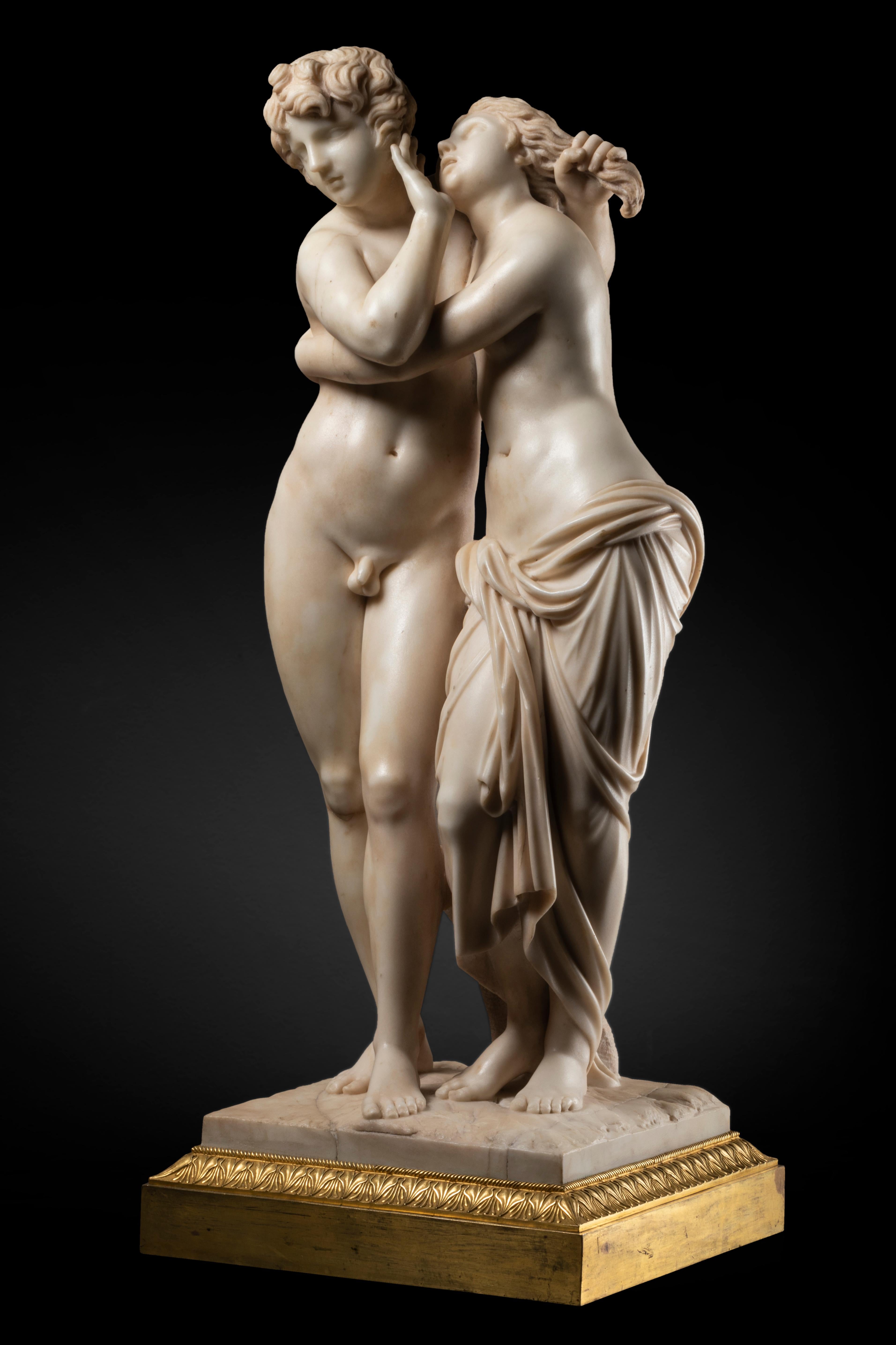 Italian Sculpture Depicting Byblis & Caunis, White Marble, Late 18th Century