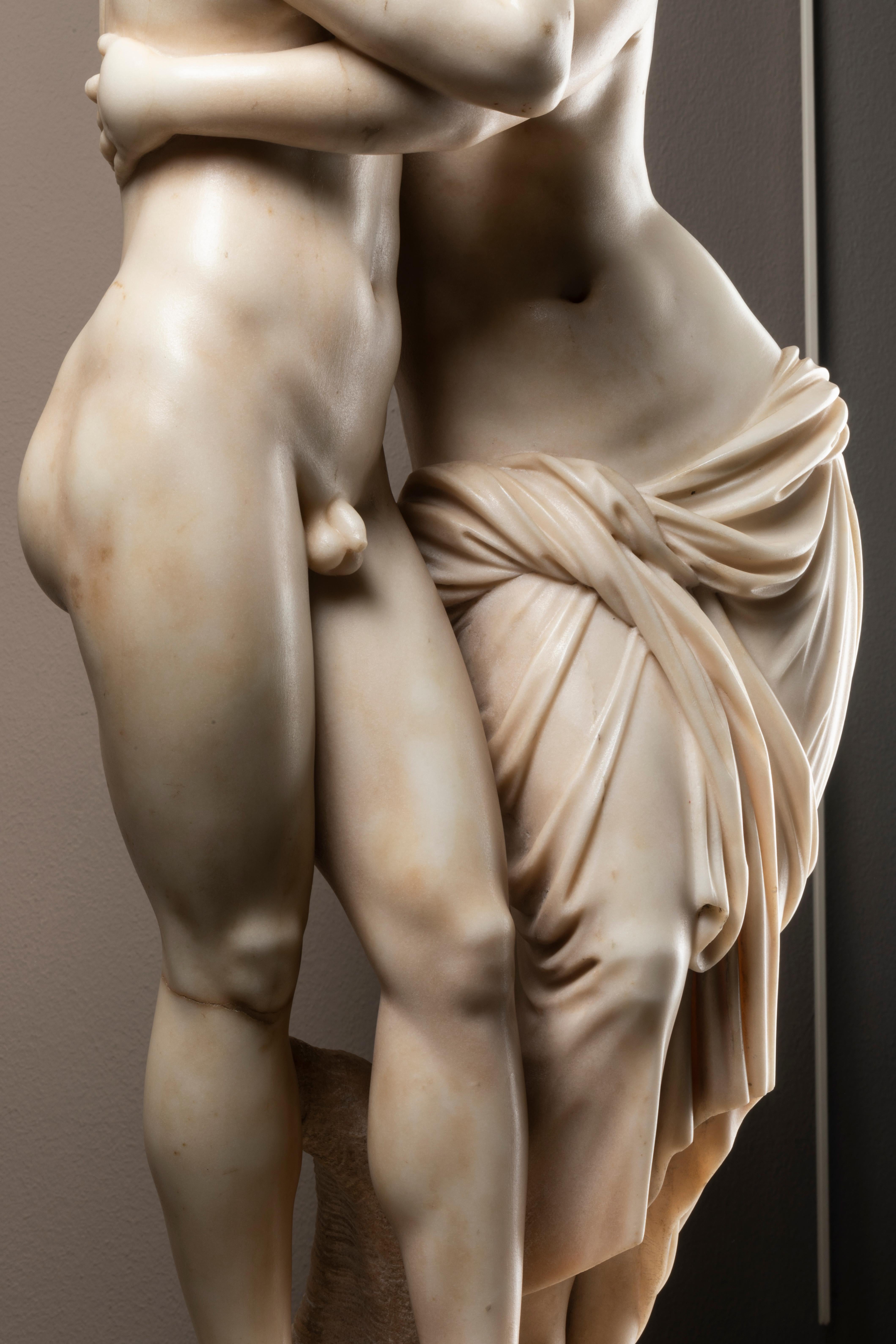 Hand-Carved Sculpture Depicting Byblis & Caunis, White Marble, Late 18th Century