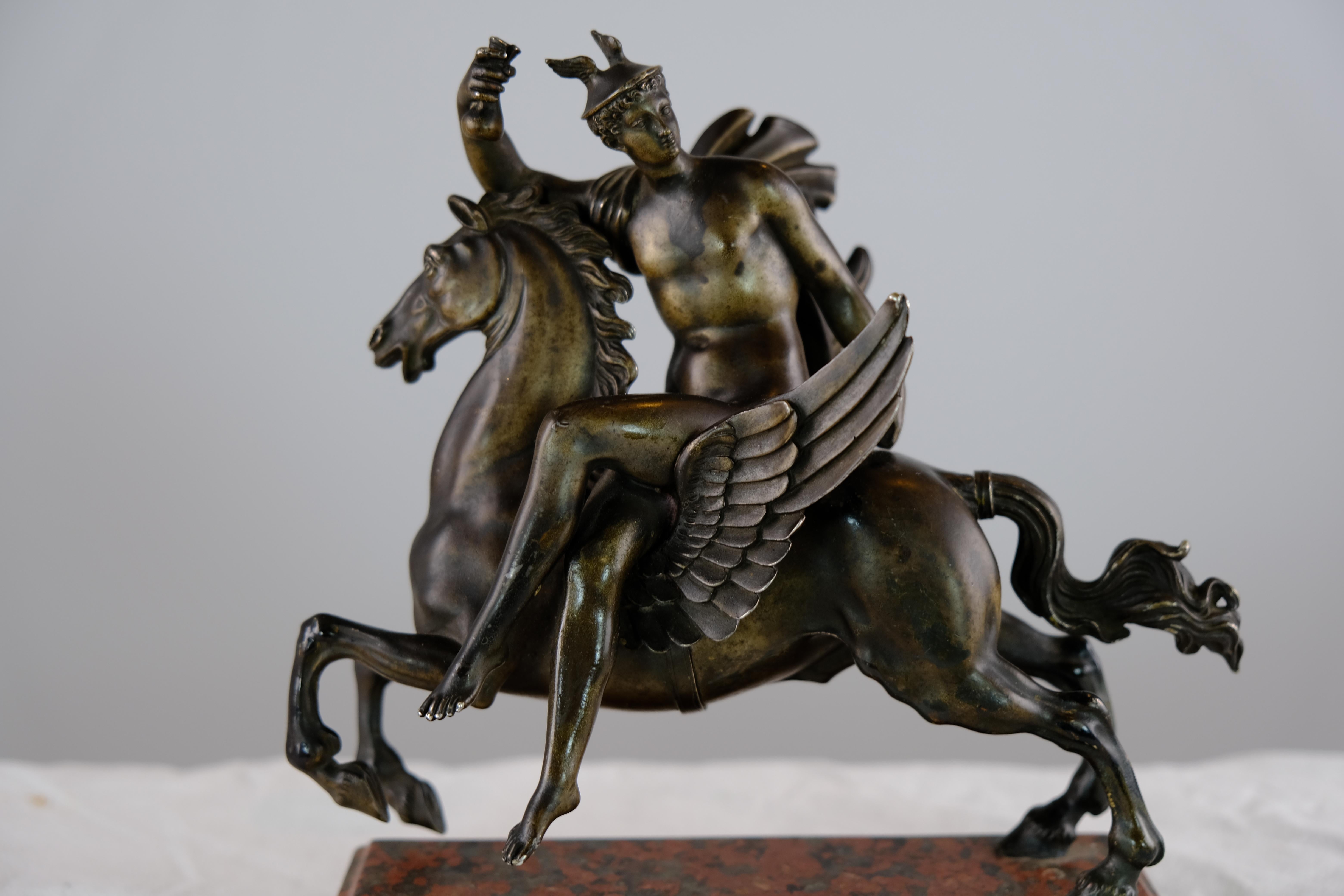 Grand Tour Sculpture Depicting Mercurius Riding Pegasus, Italy Made Around Year 1800