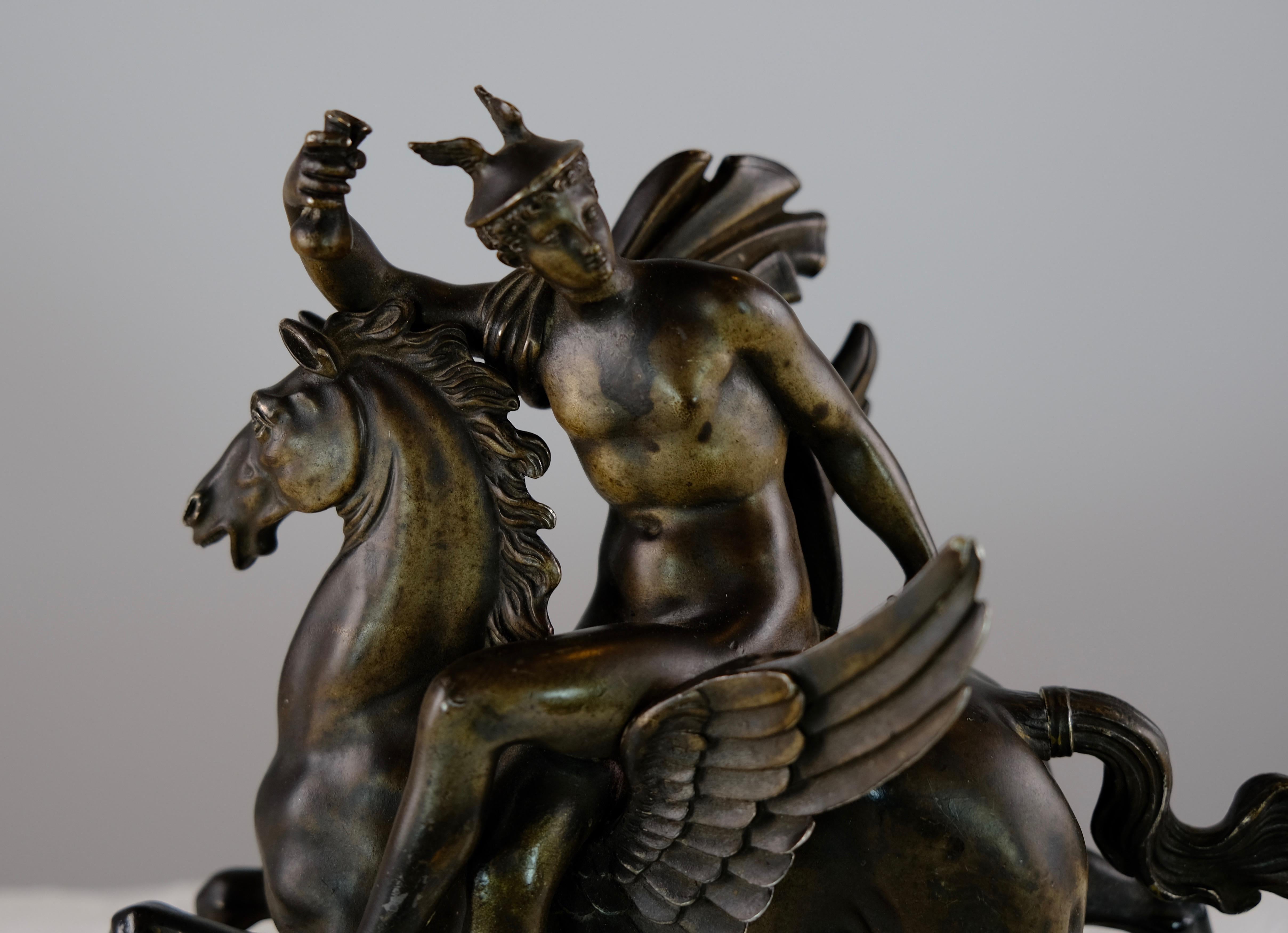 Cast Sculpture Depicting Mercurius Riding Pegasus, Italy Made Around Year 1800