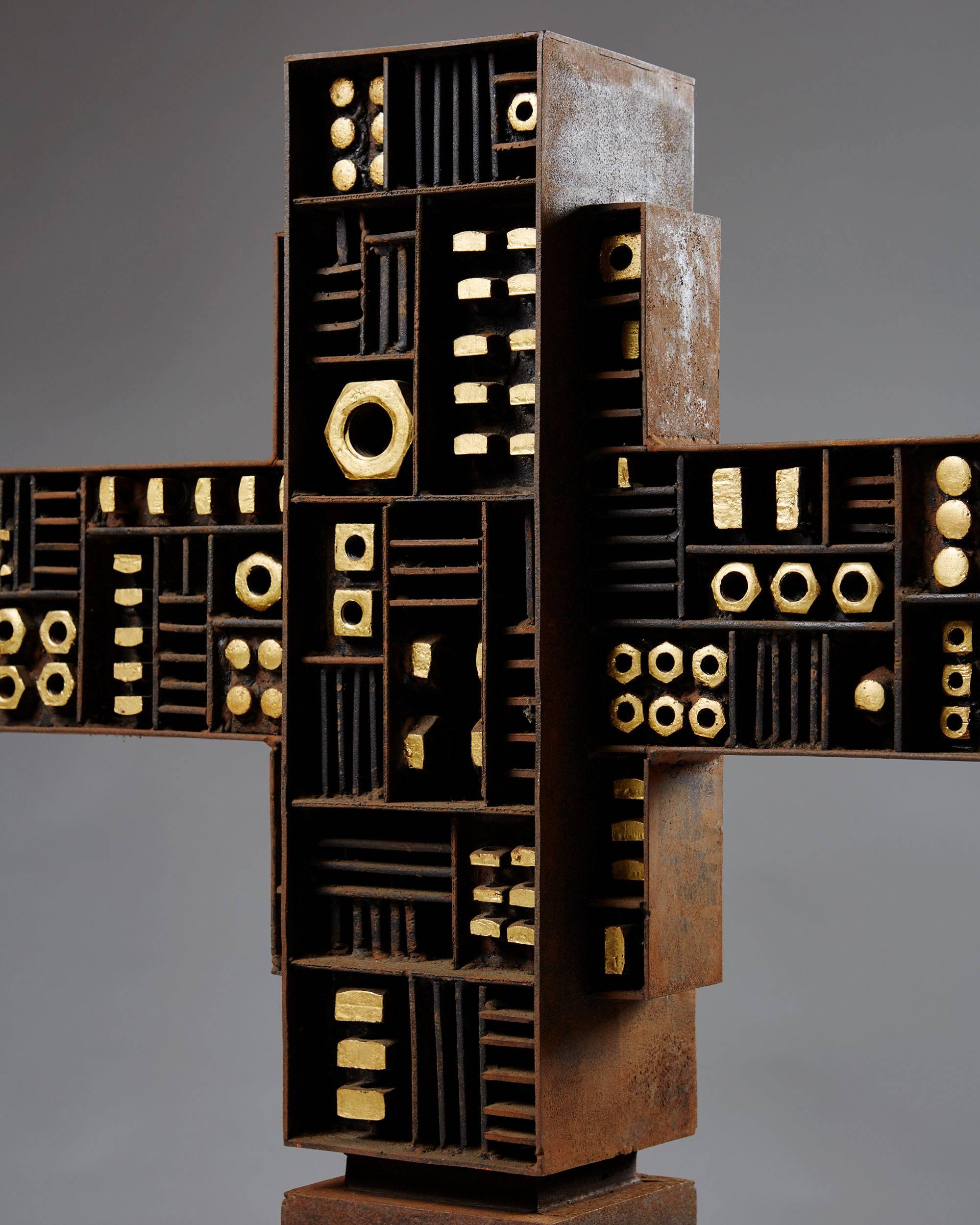 Moderno Large Iron Sculpture Designed by Torsten Johansson, Denmark, 1960s in vendita