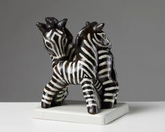 Zebra Sculpture Designed by Vicke Lindstrand for Upsala-Ekeby, Sweden, 1940s