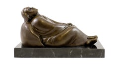 Sculpture Dreaming Woman in Bronze, Expressionist Style, 20th Century