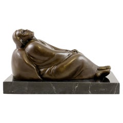 Sculpture Dreaming Woman in Bronze, Expressionist Style, 20th Century
