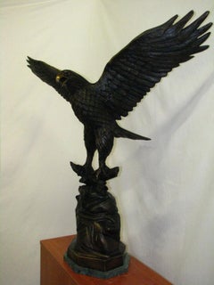 Sculpture "Eagle With Opening Wings" Bronze Signed Cibardie