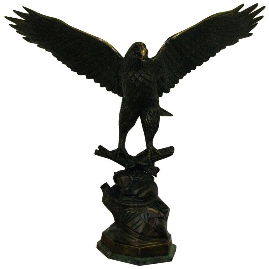 Sculpture "Eagle With Opening Wings" Bronze Signed Cibardie For Sale