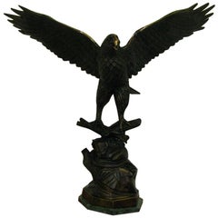 Vintage Sculpture "Eagle With Opening Wings" Bronze Signed Cibardie