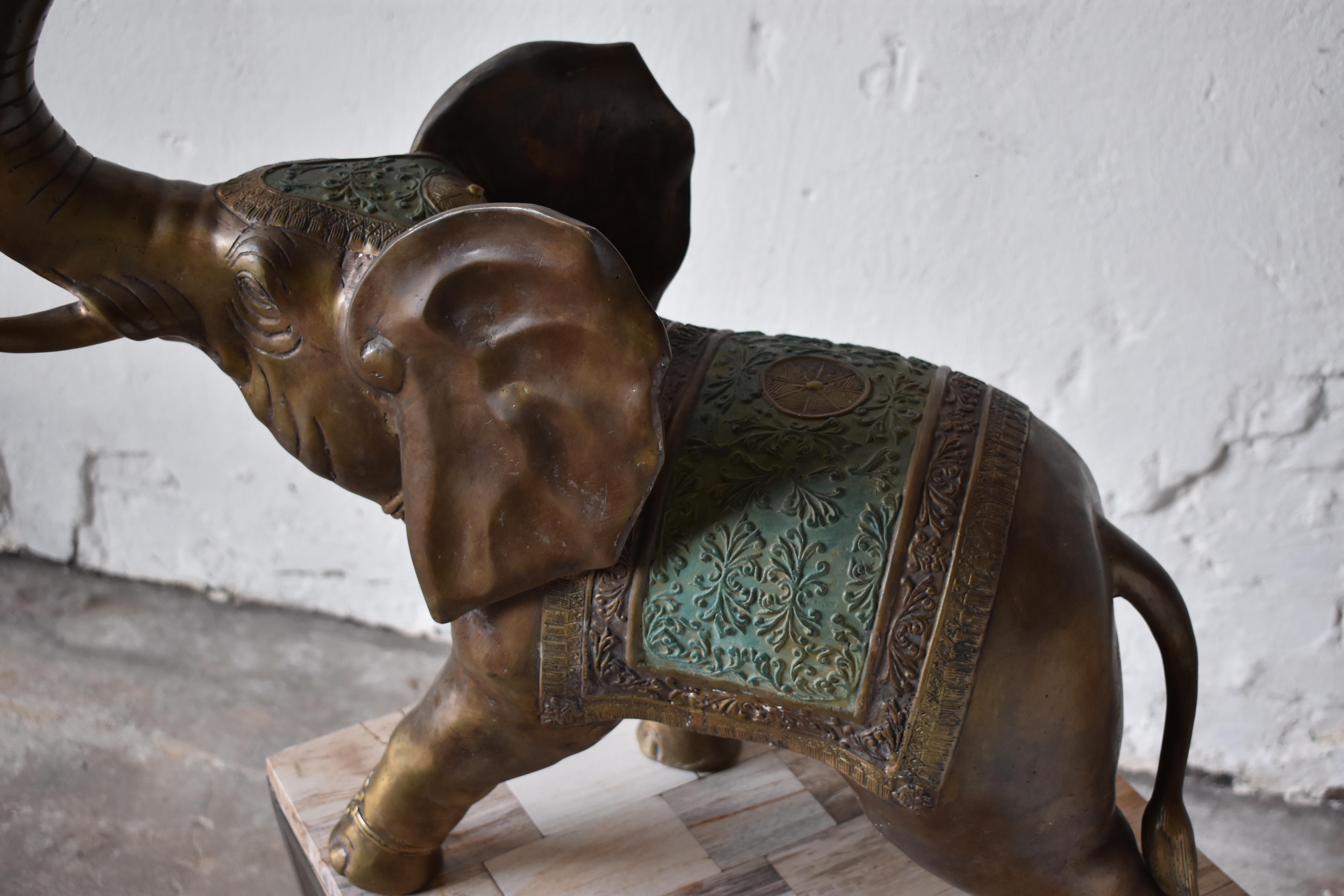 Swedish Sculpture, Elephant in Patinated and Painted Bronze For Sale