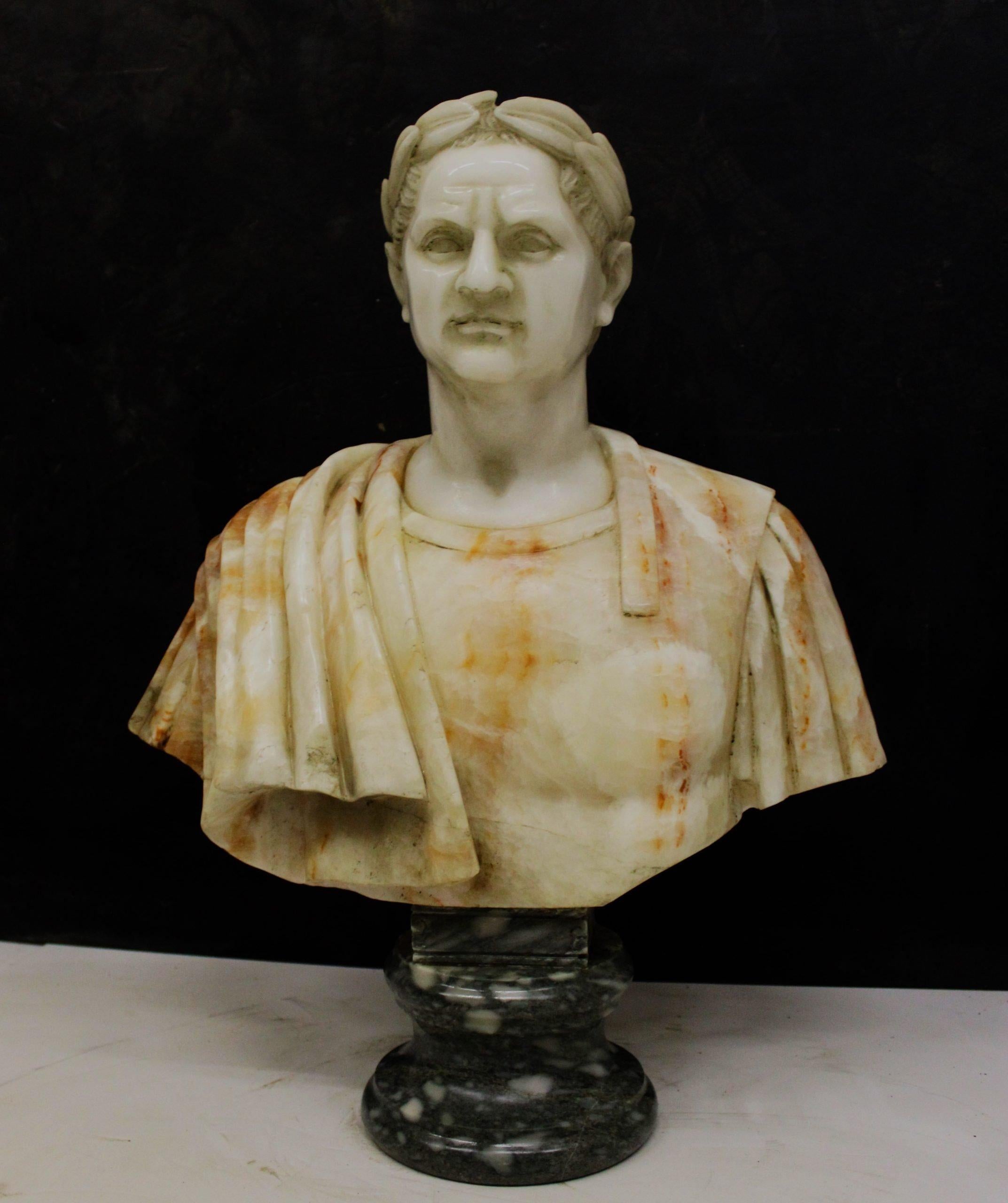 Description
Sculpture of Emperor Julius Caesar in very rare red onyx, with green porphyry base. ADDITIONAL PHOTOS, INFORMATION OF THE LOT AND SHIPPING INFORMATION CAN BE REQUEST BY SENDING AN EMAIL.
Indicative shipping costs in Italy: 120€ and