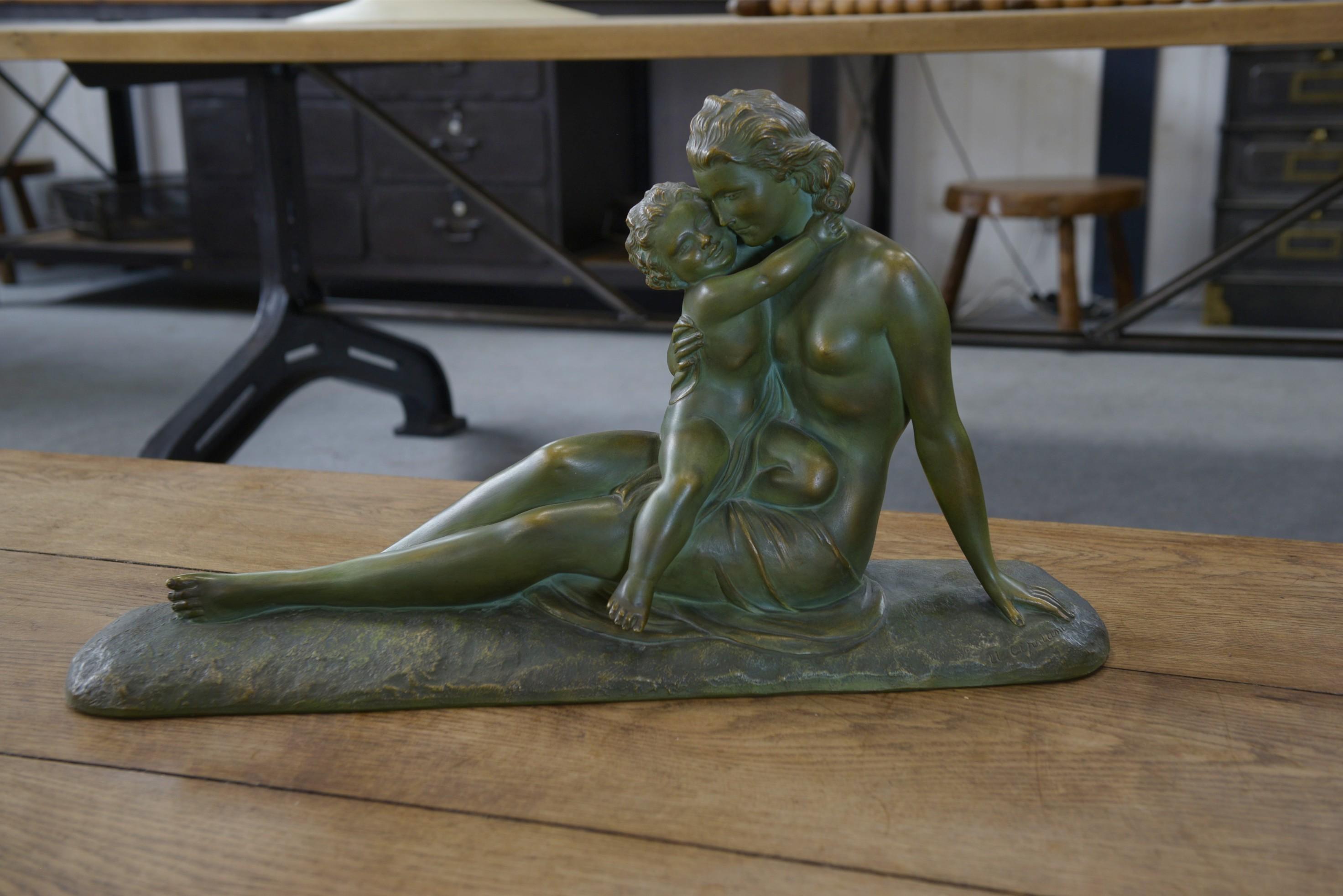 Français Sculpture en terre cuite patine bronze par Ugo Cipriani en vente