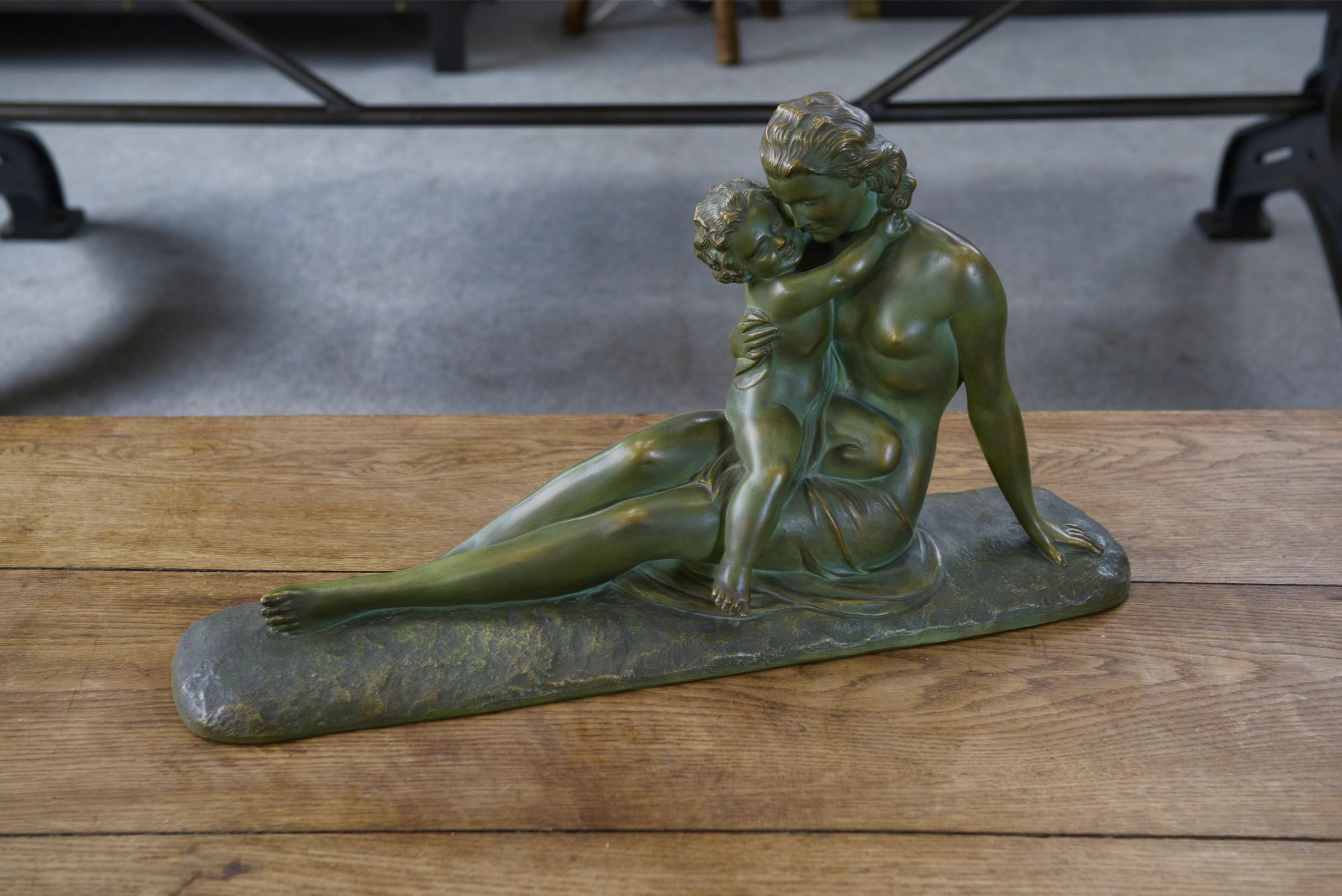 Sculpture en terre cuite patine bronze par Ugo Cipriani Bon état - En vente à TOURCOING, FR