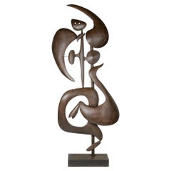 Sculpture intitulée Lutine bombée en métal corten, Oeuvre contemporaine